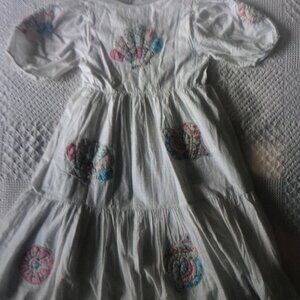 White Dress with Colorful Embroidery